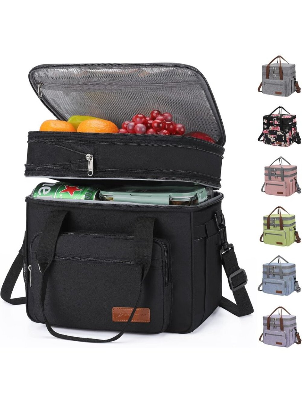 New 23L Insulated Lunch Box, Expandable Double Deck Cooler Bag